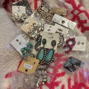 Lot of western jewelry earrings rings necklace